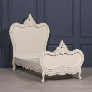 View French style lomira bed - cream mahogany - carved - sizes available