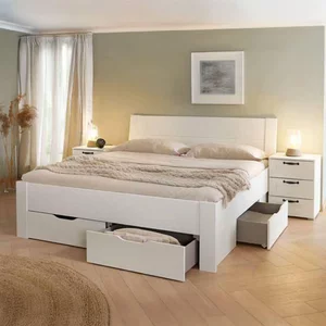 View Cottage bed - with 4 plinth drawer - alpine white - 5ft king size