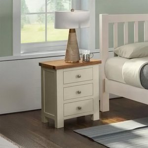 View Lundy bedside cabinet - 3 drawer - ivory painted