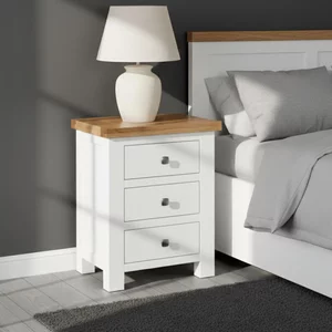 View Lundy bedside cabinet - 3 drawer - white painted