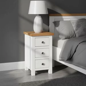 View Lundy bedside cabinet - 3 drawer compact - white painted