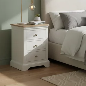 View Cromwell bedside cabinet - 3 drawer - white painted