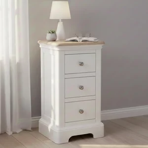 View Cromwell bedside cabinet - 3 drawer compact - white painted