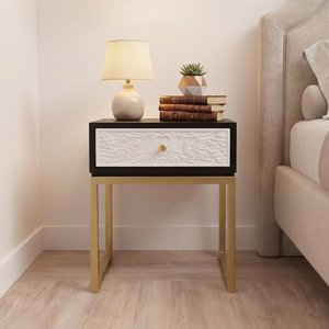 View Dumas bedside table - 1 drawer - square - black and white