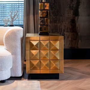 View Collada brass cladded 3 drawer bedside cabinet