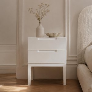 View Orchid bedside table - 2 drawer - white - wood View Orchid bedside table - 2 drawer - white - wood