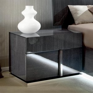 View Montecarlo bedside cabinet - 2 drawer - left - grey koto high gloss