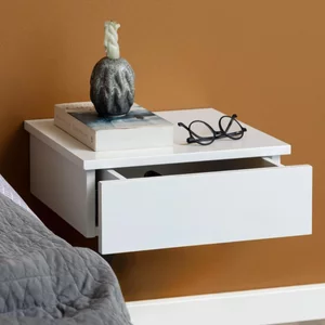 View Avignon bedside table - 1 drawer - wall mounted - floating - white painted