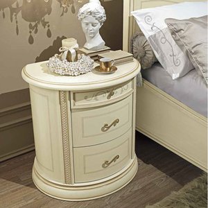 View Siena italian bedside cabinet - 3 drawer - oval - ivory View Siena italian bedside cabinet - 3 drawer - oval - ivory