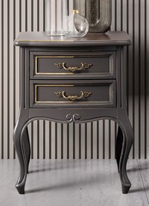 View Verdi italian bedside table - 2 drawer - grey - french style