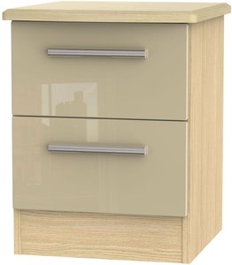 View Knightsbridge bedside cabinet - 2 drawer - mushroom and light oak