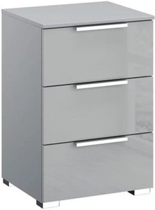 View Miramar bedside cabinet - 3 drawer - silk grey & silk grey glass