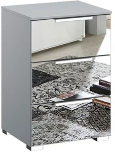 View Miramar mirrored bedside cabinet - 3 drawer - silk grey