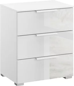 View Skat meridian bedside cabinet - 3 drawer - alpine white & crystal white glass