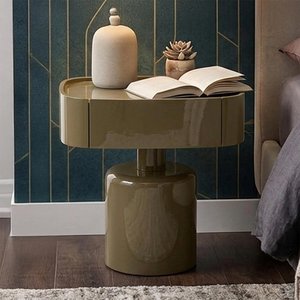 View Romee bedside table - 1 drawer - oval - clay green View Romee bedside table - 1 drawer - oval - clay green