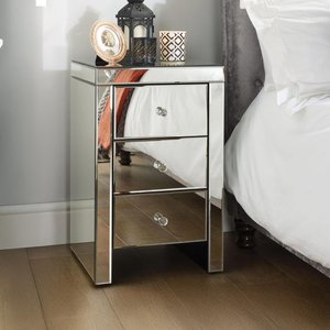 View Seville narrow bedside cabinet - 3 drawer - mirrored