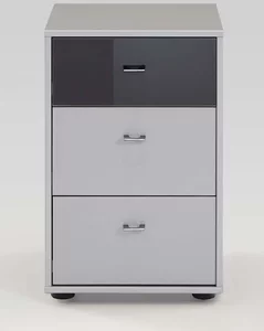 View Tokio bedside cabinet - 3 drawer - white - chrome handle