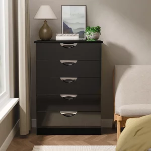 View Camden chest - 5 drawer - black gloss