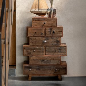 View Vinto chest - multi drawers - large - natural recycled sleeper wood