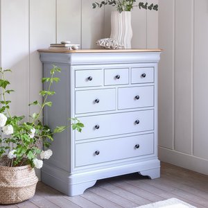 View Chantilly wide chest - 4 + 3 drawer - grey painted - wood