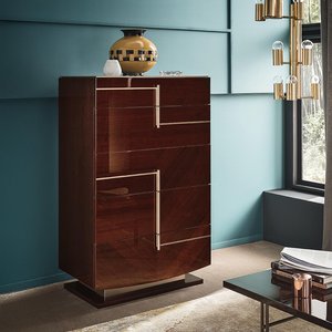 View Bellagio narrow chest - 5 drawer - high gloss walnut - wooden