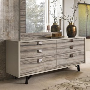 View Jupiter wide chest - 6 drawer - eco stone and high gloss pearl line
