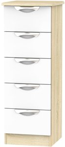 View Camden chest - 5 drawer - narrow - white gloss and oak