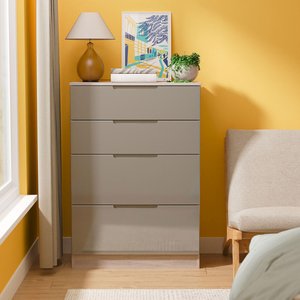 View Milan chest - deep - 4 drawer - grey gloss and grey oak