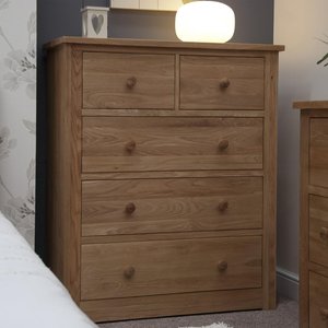 View Torino chest of drawers - 3+2 drawer - wide - oak