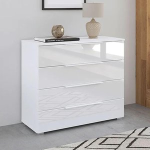 View Monostar wide chest - 4 drawer - alpine white & white glass