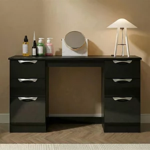 View Camden dressing table - 6 drawer - double - black gloss