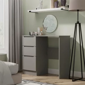View Milan dressing table - single - 3 drawer - grey