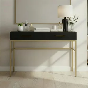 View Tulip dressing table - 2 drawer - wenge black and gold - wood and metal