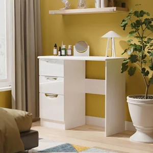 View Camden dressing table - 3 drawer - single - white gloss