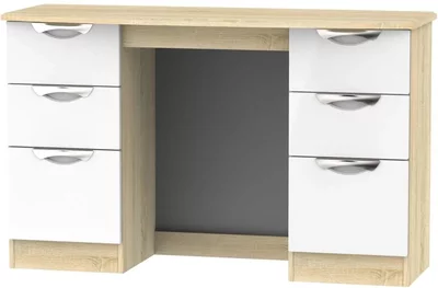 View Camden dressing table - 6 drawer - double - white gloss and oak
