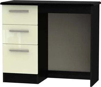 View Knightsbridge single dressing table - 3 drawer - cream gloss and black