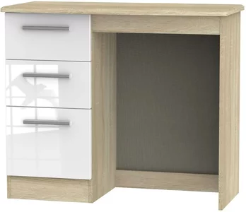 View Knightsbridge dressing table - single - 3 drawer - white gloss and oak