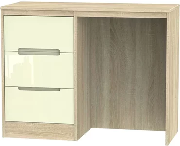View Monaco dressing table - single - 3 drawer - cream gloss and oak