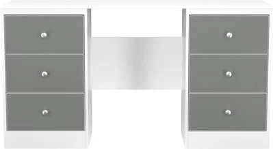 View Padstow dressing table - double - 6 drawer - grey and white