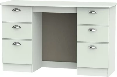 View Victoria double dressing table - 6 drawer - grey