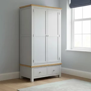 View Lundy wardrobe - 2 door - 2 drawer - grey painted