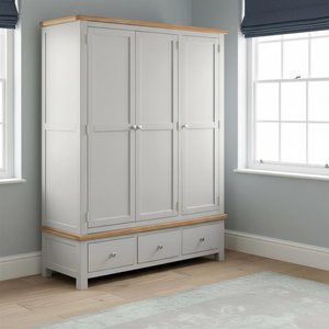 View Lundy wardrobe - 3 door - grey painted