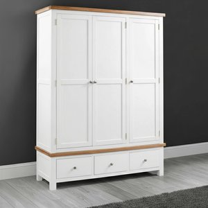 View Lundy wardrobe - 3 door - white painted