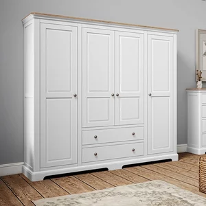 View Cromwell wardrobe - 4 door - 2 drawer - white painted
