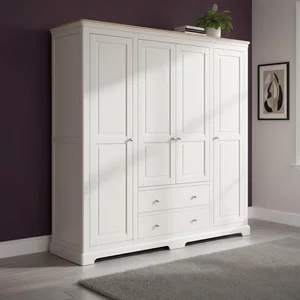 View Cromwell wardrobe - 4 door - 2 drawer - grey painted
