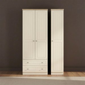 View Vienna wardrobe - 3 door - lhf 2 drawers - tall - triple - cream