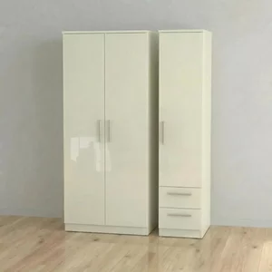 View Knightsbridge wardrobe - 3 door - rhf 2 drawers - triple - cream gloss