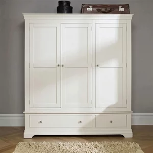 View Paisley wardrobe - 3 door - 2 drawer - cream painted