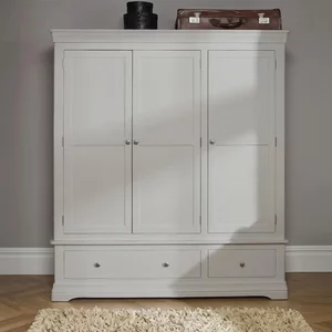 View Paisley wardrobe - 3 door - 2 drawer - grey painted