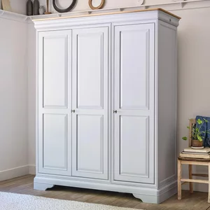 View Chantilly wardrobe - 3 door - 3 drawer - grey painted - wood